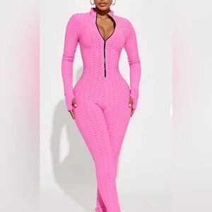 Fashion Nova Pink Textured Jumpsuit(please read description)